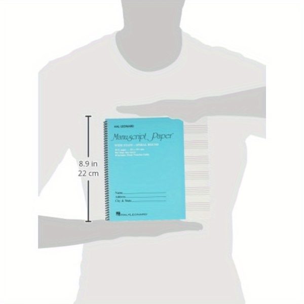 wide staff musical manuscript paper notebook spiral wirebound music sheet book with aqua blue cover, 6 staffs per page (includes notation guide) large staves for composers, arrangers, pianists, orchestra & band durable for rehearsals, performances, publications, orchestra workbook, composer notebook, notation guide feature, wirebound notebook, performance workbook, sturdy binding, pianist notepad