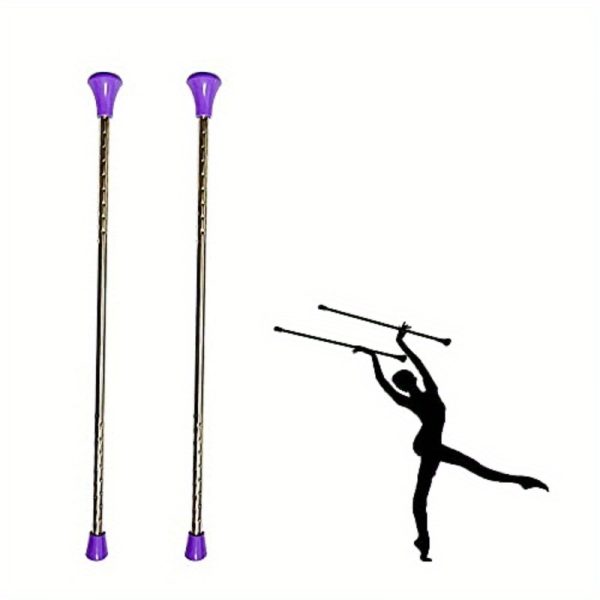 21 inch twirling baton for kids metal marching & spinning dance baton with purple handles, durable gymnastics & parade stick for majorette performances, baton twirling accessories, performance equipment, sleek metallic finish, sturdy construction