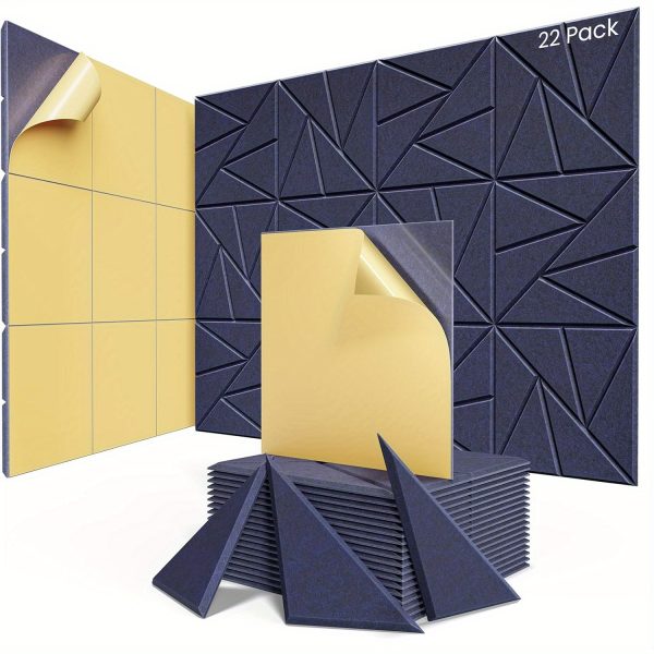 12 acoustic panels with self, 12"x 12"x 0. 4"sound proof foam panels, sound panels high density, soundproof wall panels for home studio office dark blue