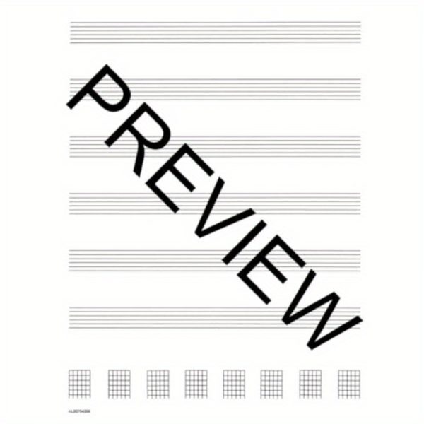 64 pages guitar tablature manuscript paper standard edition with 5 line staff & chord diagrams (6th string to 3rd string notation) music notation paper for songwriters, musicians, guitarists black