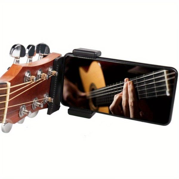 1/2/3pcs adjustable guitar headphone & phone holder clamp mount for smartphones, secure grip, ergonomic design, durable black plastic music sheet stand & hands free calling for guitarists