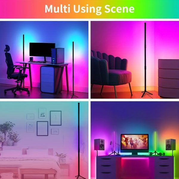 2 set/ 1 set color dimmable led floor lamp: usb power supply, adjustable in multiple colors, nordic style ambient lighting, suitable for living rooms, bedrooms, and game rooms, without adapter