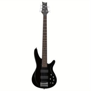44 inch gib 5 string h h pickup laurel wood fingerboard electric bass guitar with bag and other accessories black