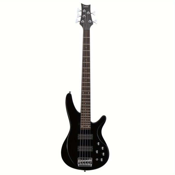 44 inch gib 5 string h h pickup laurel wood fingerboard electric bass guitar with bag and other accessories black