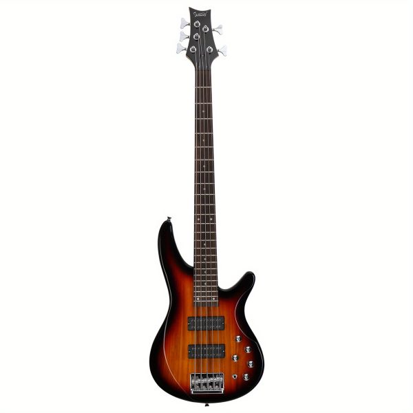 44 inch gib 5 string h h pickup laurel wood fingerboard electric bass guitar with bag and other accessories black