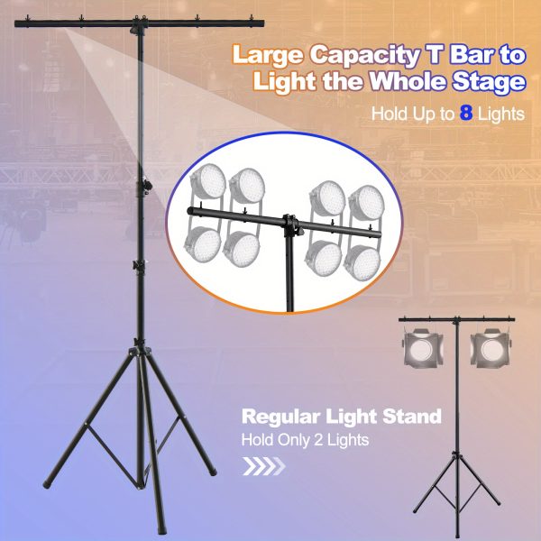 goplus 15 ft lighting truss system, heavy duty metal lighting stand with adjustable height, retractable t bar, non slip pads, triangle foot, locking pins, extension for portable audio stage