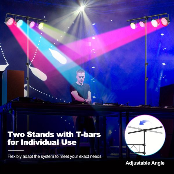 goplus 15 ft lighting truss system, heavy duty metal lighting stand with adjustable height, retractable t bar, non slip pads, triangle foot, locking pins, extension for portable audio stage
