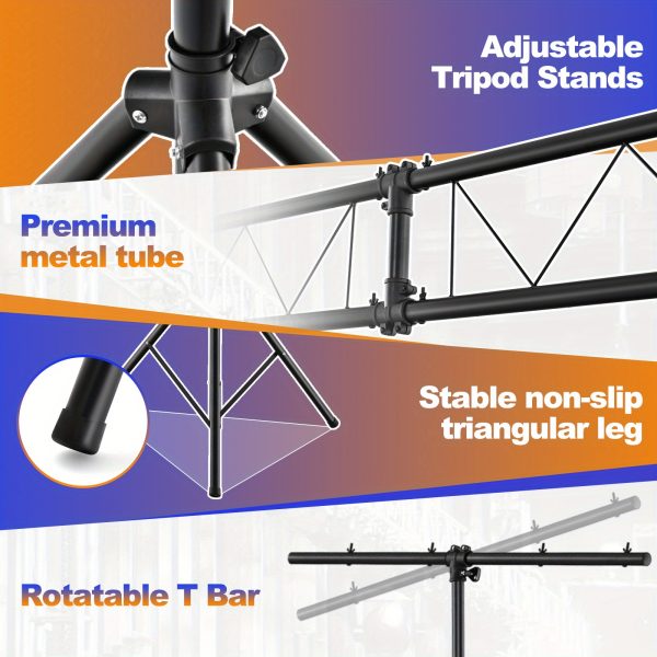 goplus 15 ft lighting truss system, heavy duty metal lighting stand with adjustable height, retractable t bar, non slip pads, triangle foot, locking pins, extension for portable audio stage