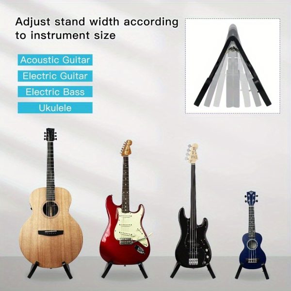 heavy duty guitar stand tripod, adjustable a frame design with non slip pads, foldable & portable guitar holder, tripod base for stability, compatible with acoustic/electric guitar, bass, ukulele no assembly needed, black (ggs01), guitar accessories, secure instrument storage, highstrength materials