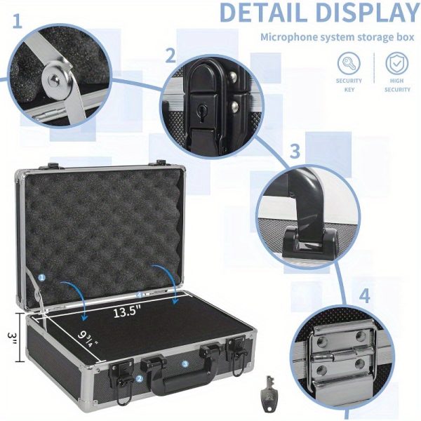 ithwiu 14" heavy duty hard case with customizable foam professional studio & field use, one hand opening latches, secure storage for wireless mic systems, camera gear, lens, equipment black, sleek metallic finish, eva protective material