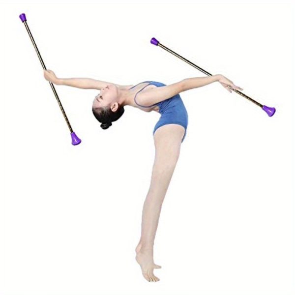21 inch twirling baton for kids metal marching & spinning dance baton with purple handles, durable gymnastics & parade stick for majorette performances, baton twirling accessories, performance equipment, sleek metallic finish, sturdy construction