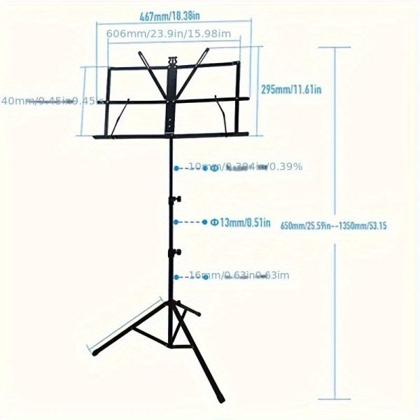 1pc adjustable and portable music stand with bowstring stand, suitable for violin, pipa, guitar, drums, durable alloy, foldable design, comes with carrying bag