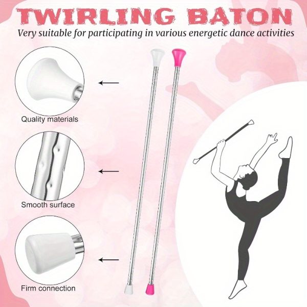 hydren twirling baton unisex gymnastics dance metal baton marching band parade stick for talent shows artistic dancing twirling 26 inch white pink