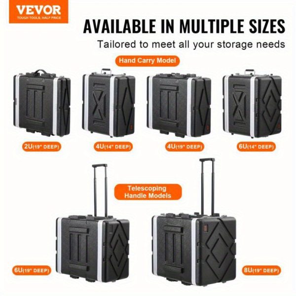 8u heavy duty abs industrial server rack cabinet with ergonomic handle & 2 removable shelves portable mobile workstation for home office, studio, live streaming sturdy metal frame, easy transport case, server rack for home office, studio organization, modern aesthetic, robust construction