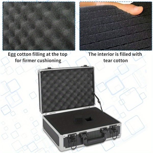 ithwiu 14" heavy duty hard case with customizable foam professional studio & field use, one hand opening latches, secure storage for wireless mic systems, camera gear, lens, equipment black, sleek metallic finish, eva protective material