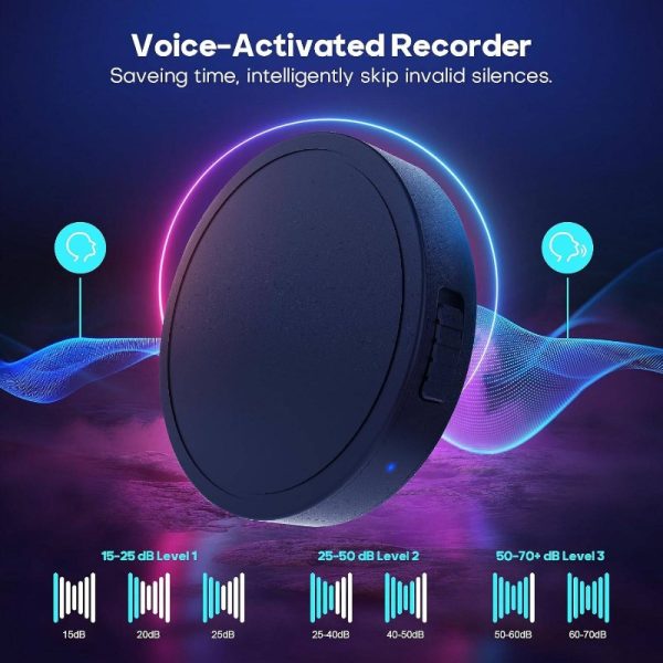132g (9800 hours) voi activated recorder voi recorder with ai intelligent triple noise reduction, portable audio recorder for work, lectures, meetings 100h continuous recording devi