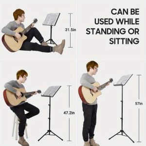 5in 1 dualuse sheet music stand desktop book stand metal portable solid back height adjustable from 31.457in with book stand support carrying bag sheet music folder and clip