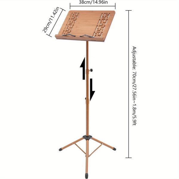 sheet music stand & desktop book stand, rotatable music book holder stand, wooden portable sheet music table stand height adjustable from 27.5 70.8in with book stand support and foldable tripod