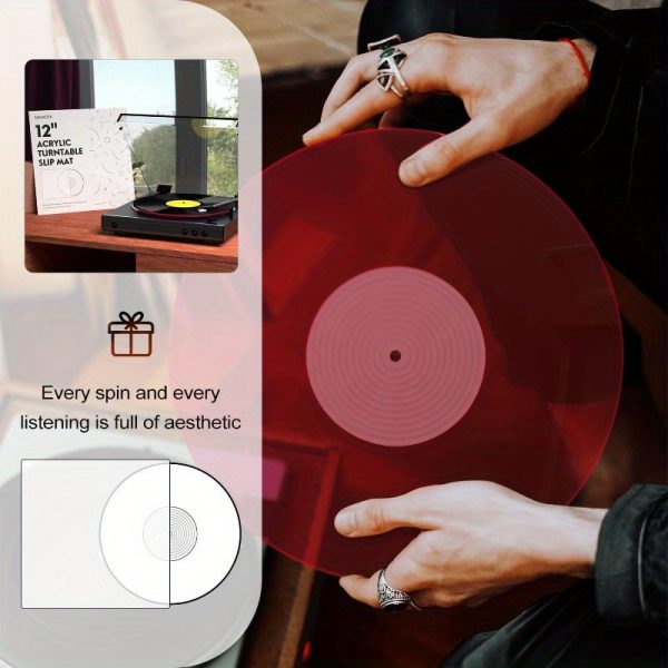 turntable mat record platter slipmat: acrylic record player platter vinyl slip mats for turntables antistatic tighter defined bass pink