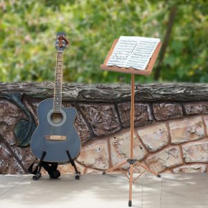 yiyibyus rotatable wooden music book stand adjustable height 27.5 70.8in, portable foldable tripod base with sturdy construction for sheet music display, ideal for home & office use, music book stand