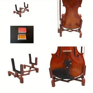 likeit musical instrument stand with bow holder for violin portable, adjustable & foldable, violin accessories