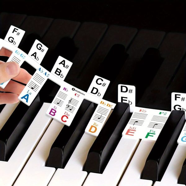 61 key piano stickers removable & repositionable piano key labels with clear note letters a0 c9 / numbers 1 0 for digital/grand/piano keyboards includes storage box music lesson, practice, composition beginner/advanced pianists compatible with all keyboards, piano accessories, visible note identification, practice guide, half step layout, highquality adhesive, beginner pianists