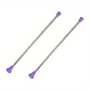 21 inch twirling baton for kids metal marching & spinning dance baton with purple handles, durable gymnastics & parade stick for majorette performances, baton twirling accessories, performance equipment, sleek metallic finish, sturdy construction