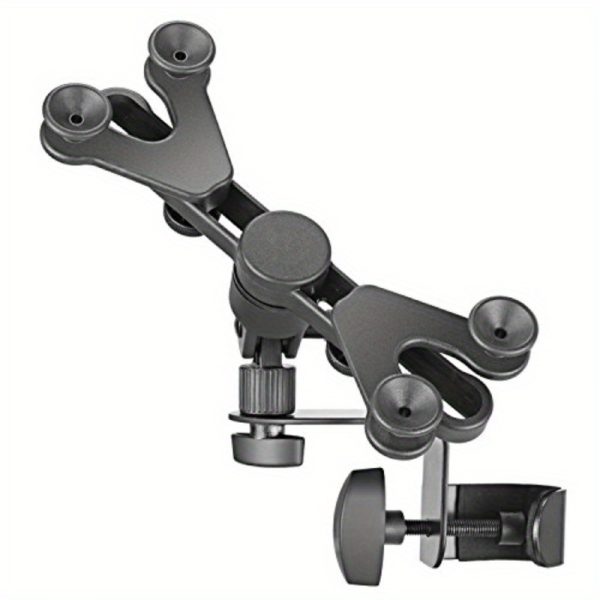 basics adjustable tablet for ipad mic stand holder for music performance black, secure clamp with multiple mounting options, durable construction for stability, music performance accessory | sleek metallic finish | secure clamp design, tablet holder for ipad
