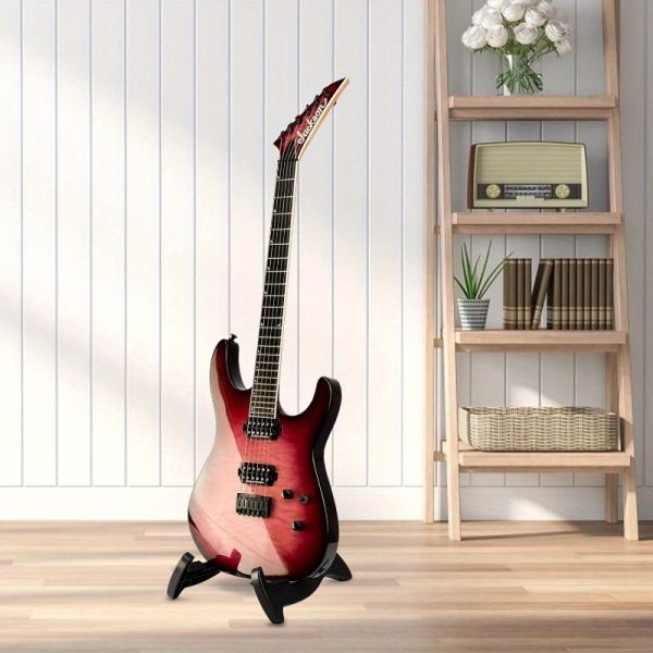 heavy duty guitar stand tripod, adjustable a frame design with non slip pads, foldable & portable guitar holder, tripod base for stability, compatible with acoustic/electric guitar, bass, ukulele no assembly needed, black (ggs01), guitar accessories, secure instrument storage, highstrength materials