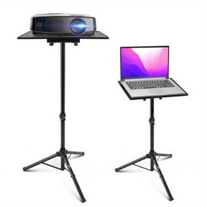 heavy duty pro laptop & projector tripod stand adjustable height from 22" to 35" (laptop/projector/dj mount), with stable tripod base, 14x11 plate compatible with macbook, pc, dj mixers, projectors for home, office, studio, stage supports up to 5.76 lbs