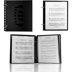 20pcs durable music flip folder with waterproof dual sided pvc pages, includes binder rings perfect for marching band, clarinet, trumpet, trombone, flute 7.5 x 6.5'' sheet music booklet, sheet music storage|metal ring binder|durable pvc pages, music sheet holder, puxgmf