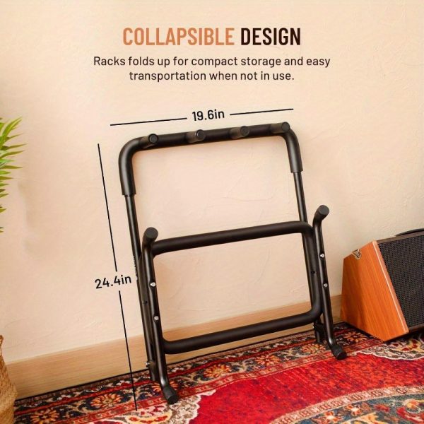 multi guitar rack: 3 holder stand, universal guitar display rack with thick rubber padding for classical, acoustic and electric guitars amp; bass cy0344