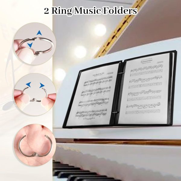 20pcs durable music flip folder with waterproof dual sided pvc pages, includes binder rings perfect for marching band, clarinet, trumpet, trombone, flute 7.5 x 6.5'' sheet music booklet, sheet music storage|metal ring binder|durable pvc pages, music sheet holder, puxgmf