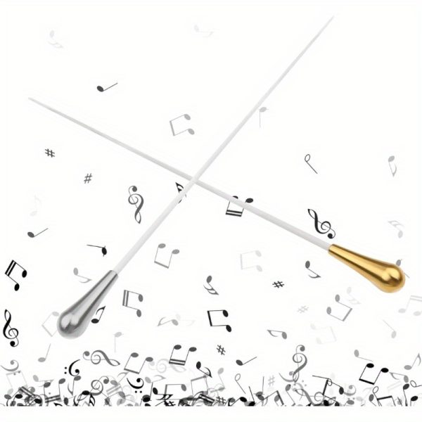 premium metal conducting baton durable, ergonomic design for orchestra & band conducting, white finish, includes replacement tip, ideal for music performances, music performance accessory, sleek metallic finish, smooth finish