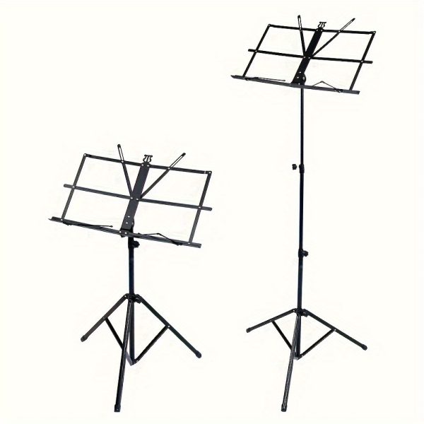 1pc adjustable and portable music stand with bowstring stand, suitable for violin, pipa, guitar, drums, durable alloy, foldable design, comes with carrying bag