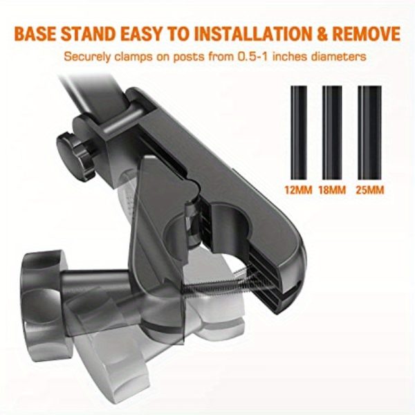extendable tablet holder for microphone stand compatible with 4.7" to 12.9" tablets, 90° rotation, adjustable angle, secure clamp mount, durable metal construction, ideal for music & recording, tablet holder for mic, music stand accessory, sleek metallic finish, sturdy construction