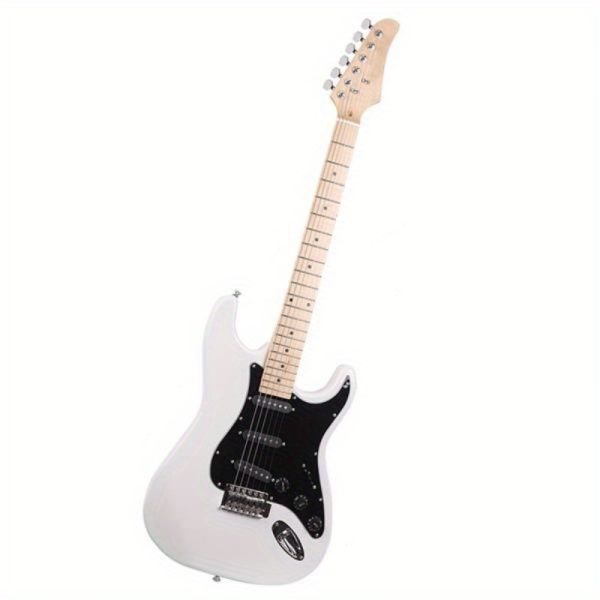 st electric guitar with black pickguard stylish white pickguard, black & white color options, durable lightweight design for professional & home studio use, studio guitar, sleek guitar, durable pickguard