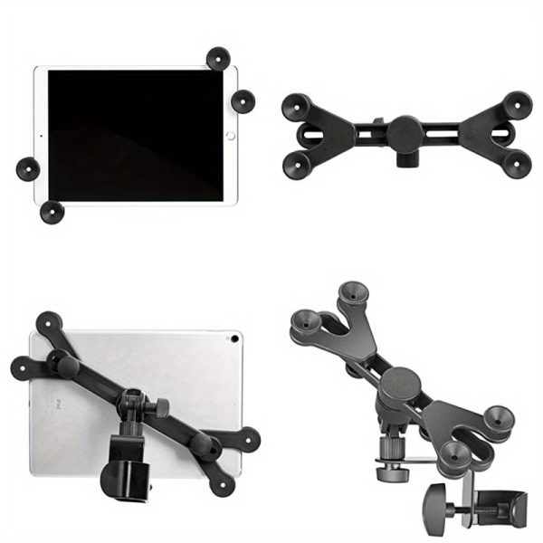 basics adjustable tablet for ipad mic stand holder for music performance black, secure clamp with multiple mounting options, durable construction for stability, music performance accessory | sleek metallic finish | secure clamp design, tablet holder for ipad