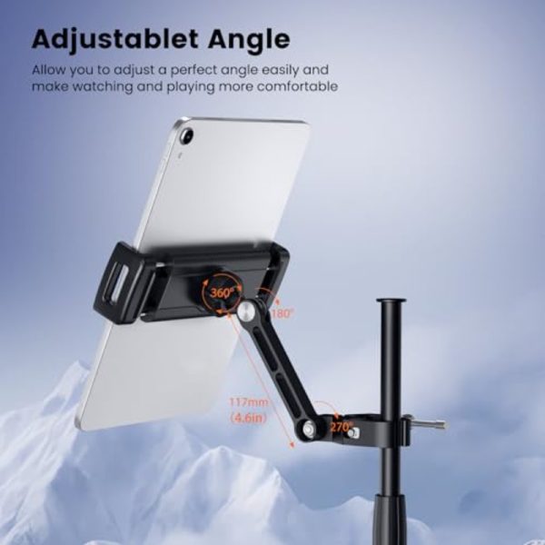 creadream tablet holder for microphone stand aluminum mic music stand holder mount for phone and for ipad adjustable tablet holder compatible with devices from 4.7 to 13 inch tablets and smartphones