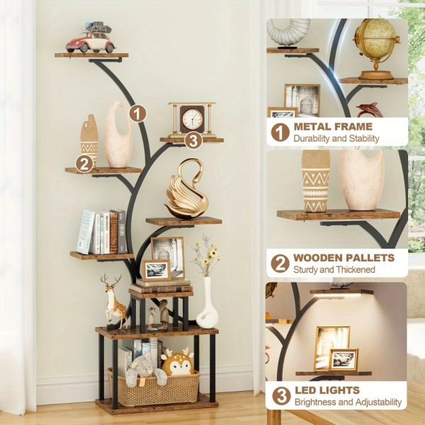 music stand 8 layer corner rack, 62.2 inch high music stand magazine rack, corner file rack music stand display cabinet box with light, collection display stand, living room bedroom decoration, photo album, decorative music