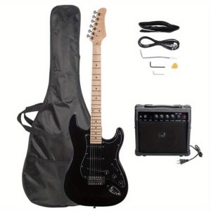 st electric guitar with black pickguard stylish modern design, white & red options, durable & easy clean, perfect for classical or nylon string music, guitar accessories, nylonstring guitar, sleek guitar design, smooth finish