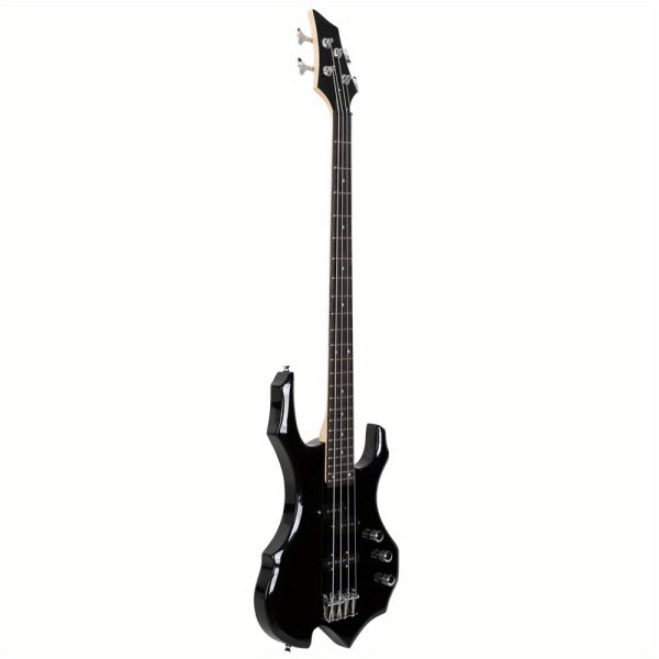 burning fire electric bass guitar full size 4 string bag strap paddle cable wrench tool