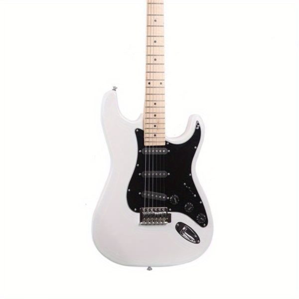 st electric guitar with black pickguard stylish white pickguard, black & white color options, durable lightweight design for professional & home studio use, studio guitar, sleek guitar, durable pickguard