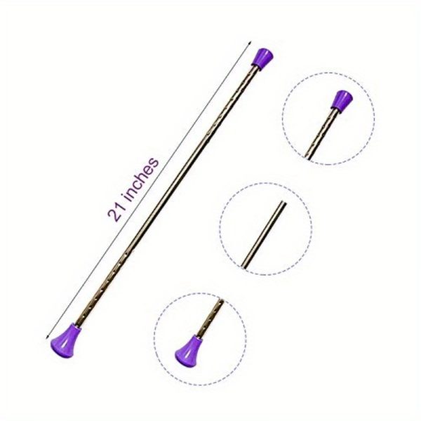 21 inch twirling baton for kids metal marching & spinning dance baton with purple handles, durable gymnastics & parade stick for majorette performances, baton twirling accessories, performance equipment, sleek metallic finish, sturdy construction