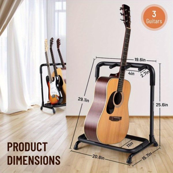 multi guitar rack: 3 holder stand, universal guitar display rack with thick rubber padding for classical, acoustic and electric guitars amp; bass cy0344