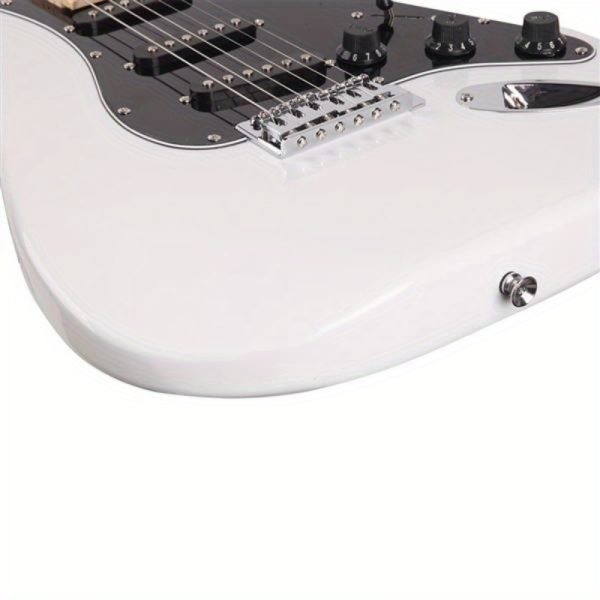 st electric guitar with black pickguard stylish white pickguard, black & white color options, durable lightweight design for professional & home studio use, studio guitar, sleek guitar, durable pickguard