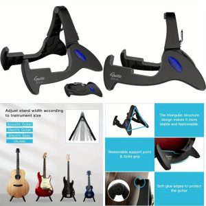 heavy duty guitar stand tripod, adjustable a frame design with non slip pads, foldable & portable guitar holder, tripod base for stability, compatible with acoustic/electric guitar, bass, ukulele no assembly needed, black (ggs01), guitar accessories, secure instrument storage, highstrength materials