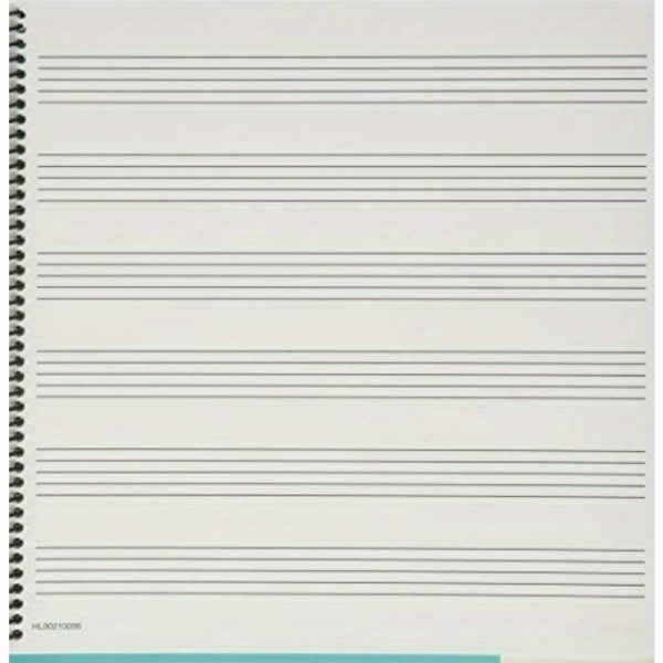 wide staff musical manuscript paper notebook spiral wirebound music sheet book with aqua blue cover, 6 staffs per page (includes notation guide) large staves for composers, arrangers, pianists, orchestra & band durable for rehearsals, performances, publications, orchestra workbook, composer notebook, notation guide feature, wirebound notebook, performance workbook, sturdy binding, pianist notepad