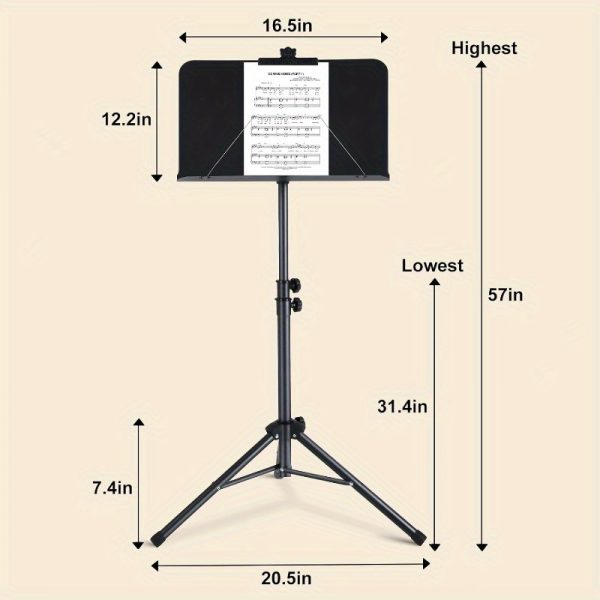 sheet music stand 5in1 adjustable durable professional dualuse music standdesktop book stand suitable for multiple scenarios equipped with portable bagmusic clipmusic book black