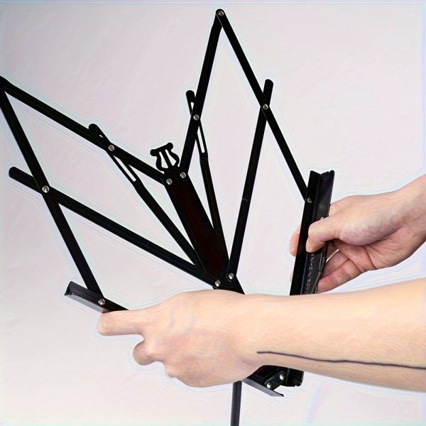 1pc adjustable and portable music stand with bowstring stand, suitable for violin, pipa, guitar, drums, durable alloy, foldable design, comes with carrying bag